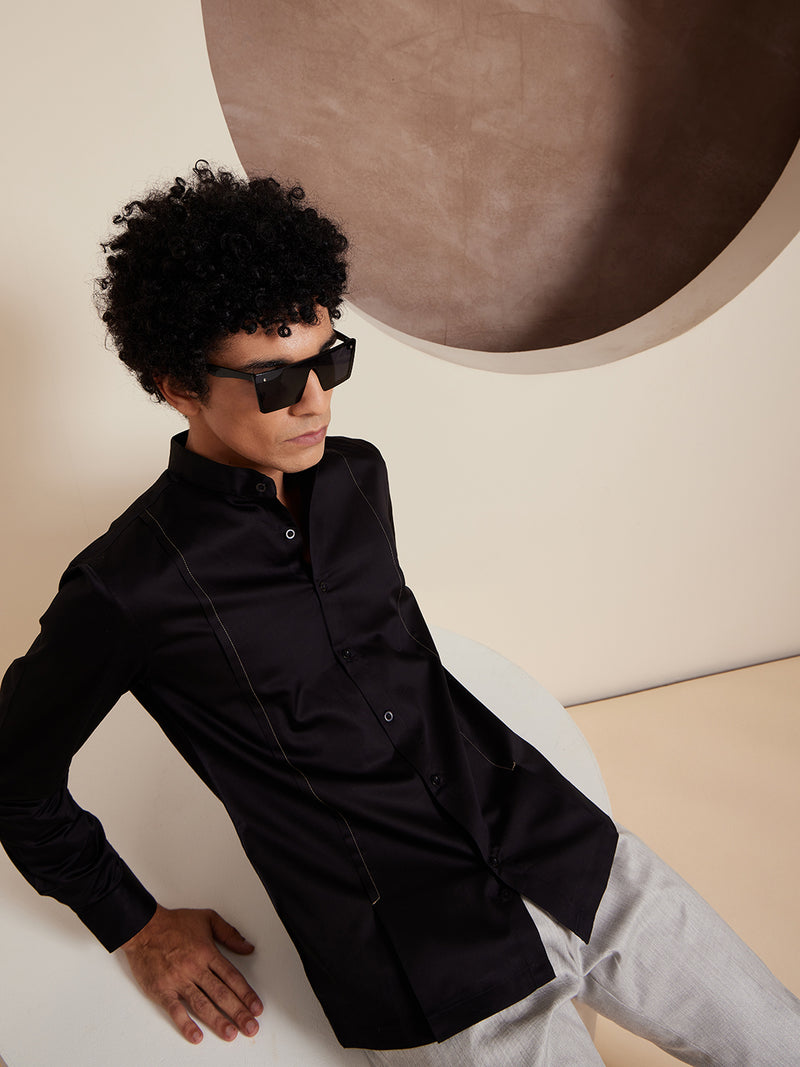 Black: Full Sleeves Clubwear Shirt