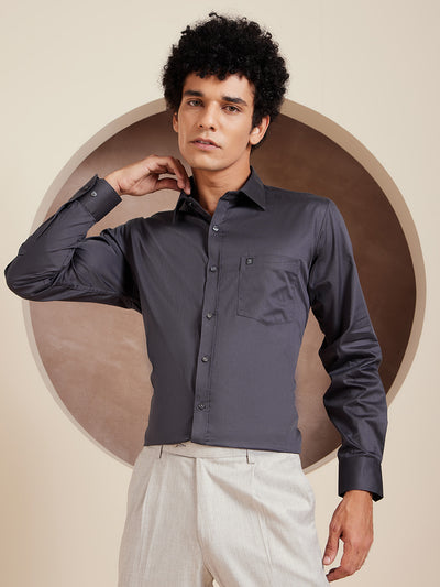 Dark Grey: Pure Cotton Formal Shirt