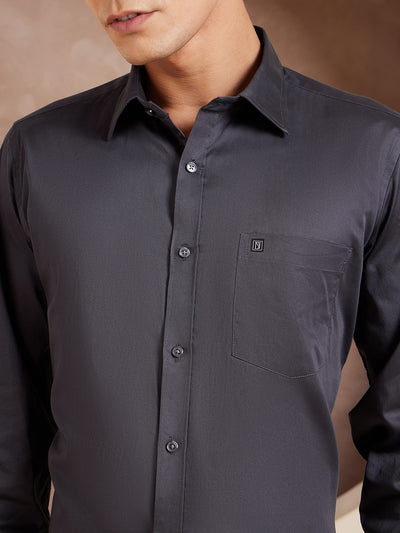 Dark Grey: Pure Cotton Formal Shirt