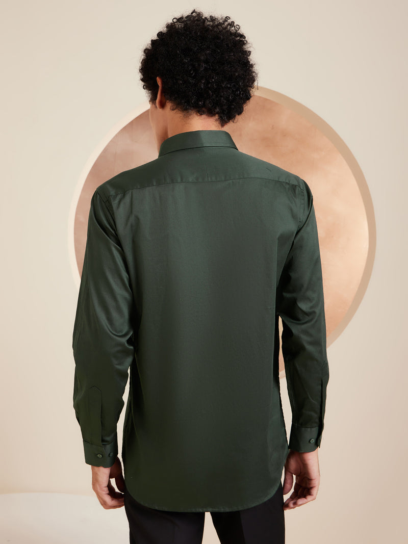 DENNISON Green Pure Cotton Formal Shirt