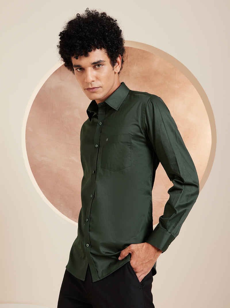 DENNISON Green Pure Cotton Formal Shirt