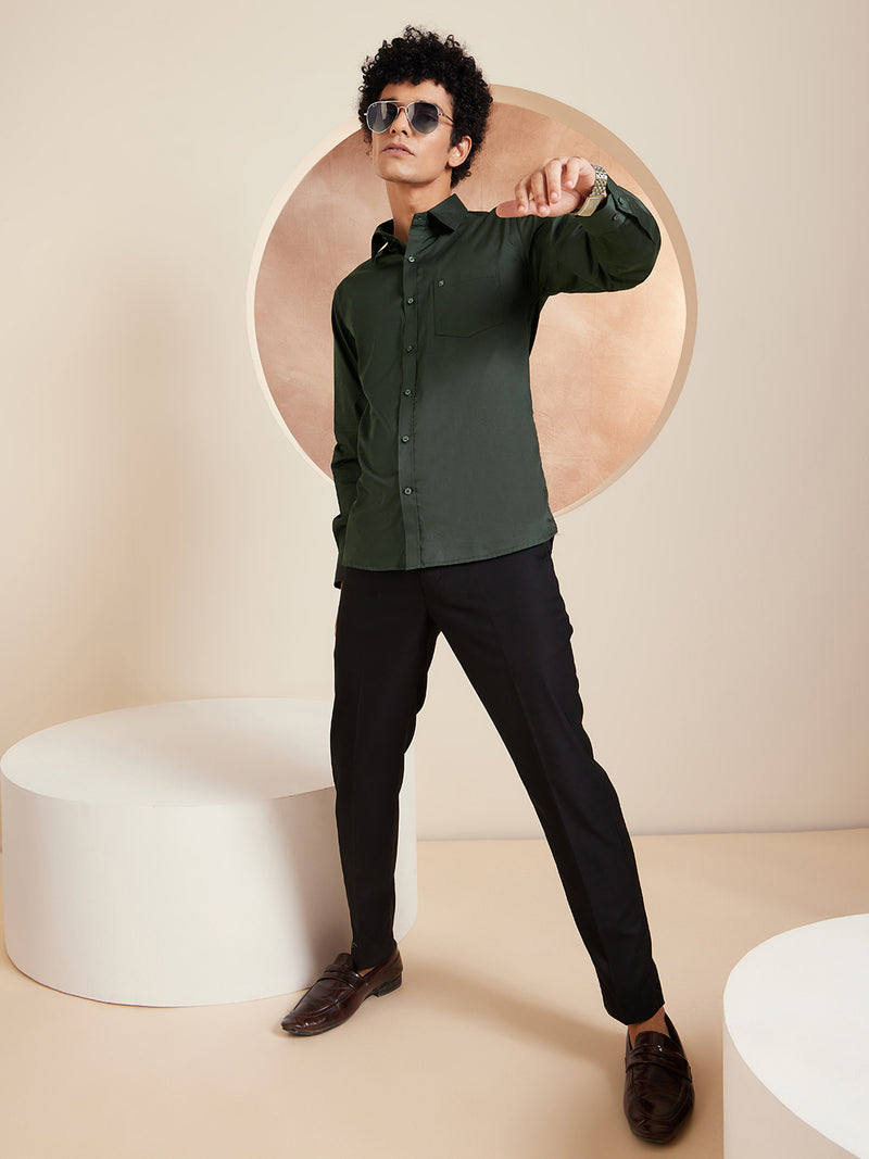 DENNISON Green Pure Cotton Formal Shirt