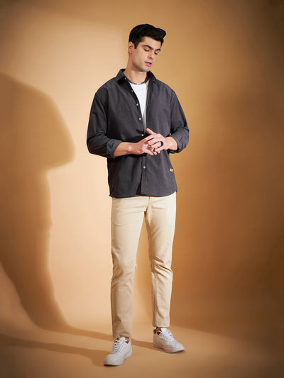 DENNISON Men Grey Corduroy Weave Oversized Shirt