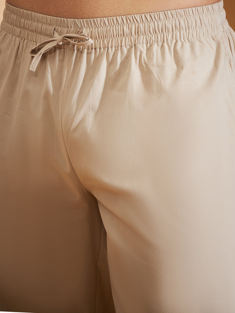 DENNISON Men Beige Coord Set | Solid Shirt With Straight Fit Pant
