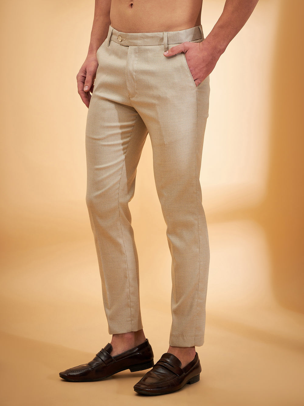 Men Black Smart Tapered Fit Solid Cropped Regular Trousers –  dennisonfashionindia