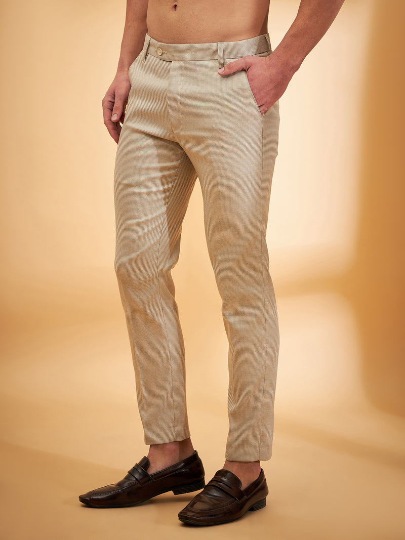 DENNISON Men Beige Textured Trouser