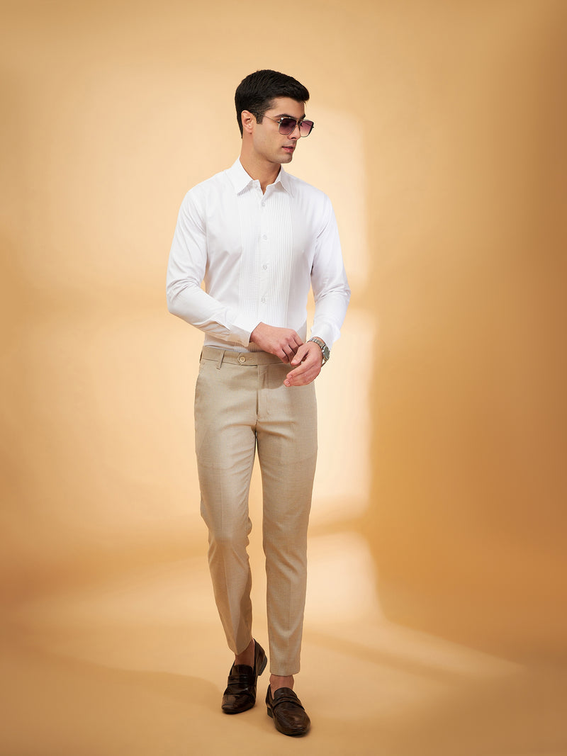 DENNISON Men Beige Textured Trouser