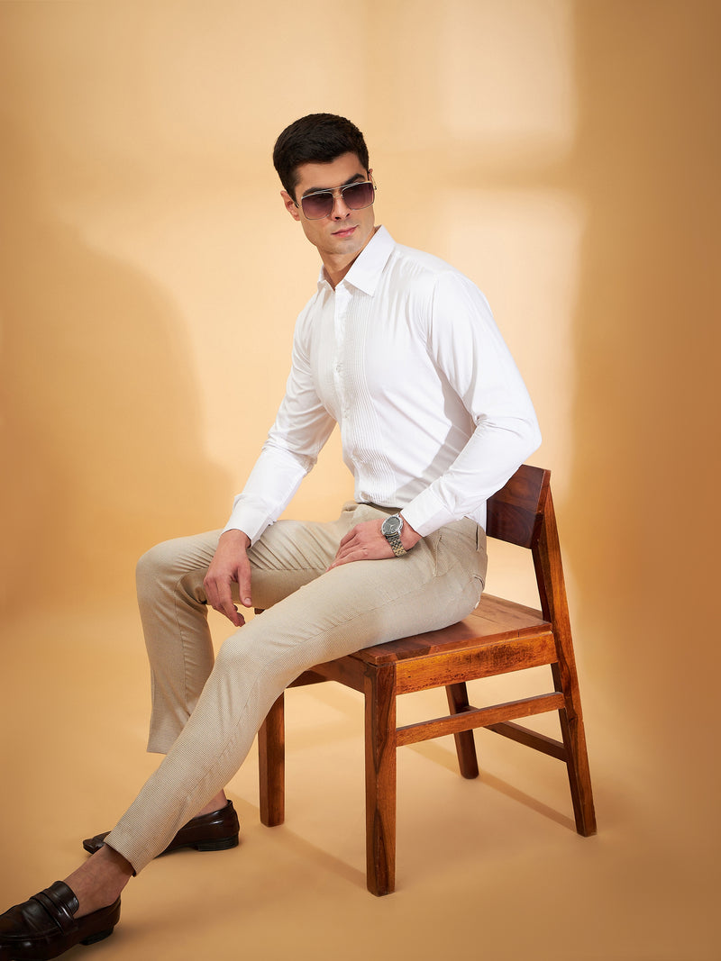 DENNISON Men Beige Textured Trouser