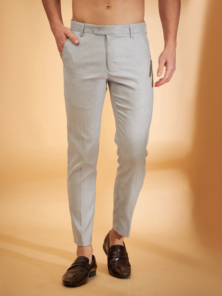 DENNISON Men Grey Textured Trouser