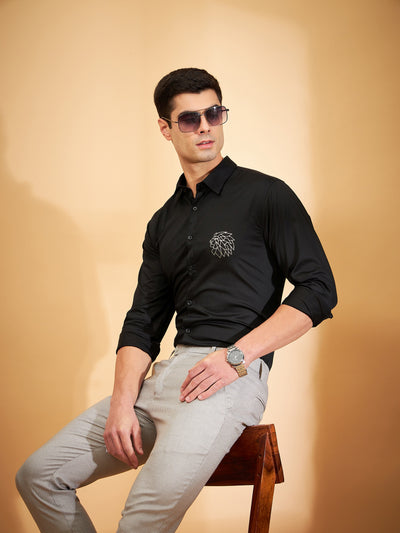 Black: Full Sleeves Partywear Shirt
