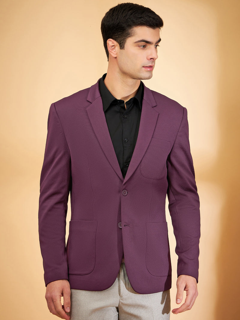 DENNISON Men Maroon Single Breasted Blazer