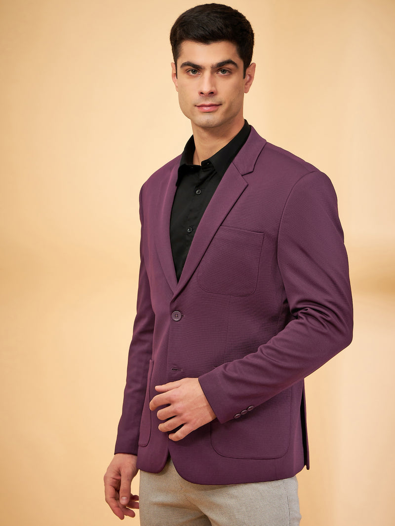 DENNISON Men Maroon Single Breasted Blazer