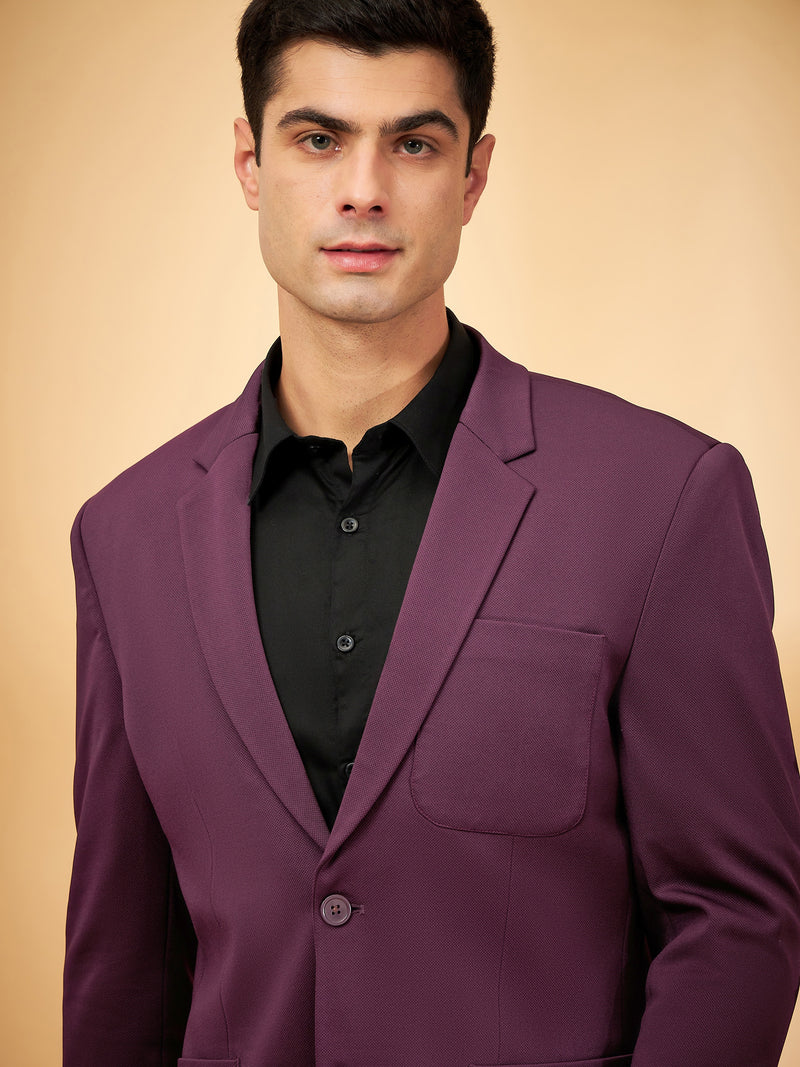 DENNISON Men Maroon Single Breasted Blazer