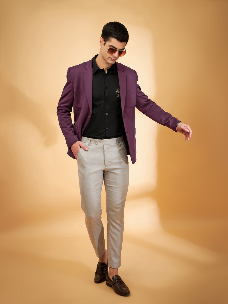 DENNISON Men Maroon Single Breasted Blazer