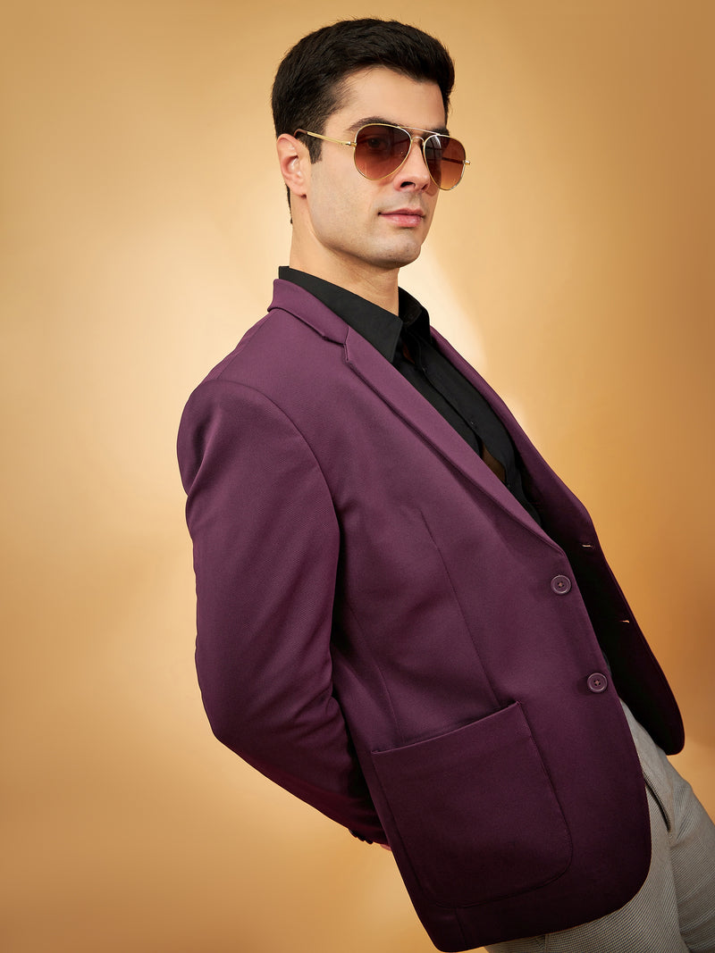 DENNISON Men Maroon Single Breasted Blazer