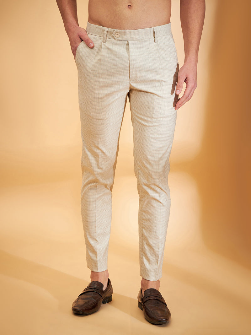 DENNISON Men Textured Tapered Fit Pleated Trouser
