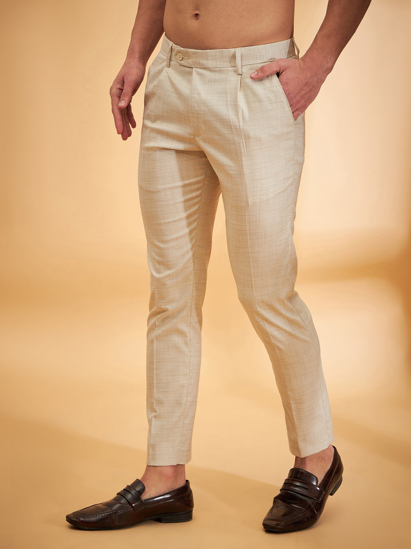 DENNISON Men Textured Tapered Fit Pleated Trouser