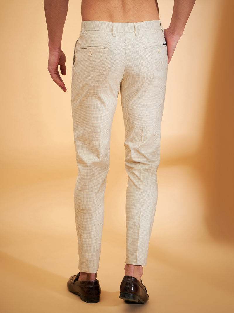 DENNISON Men Textured Tapered Fit Pleated Trouser