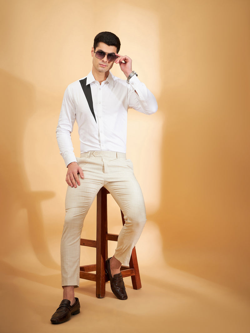 DENNISON Men Textured Tapered Fit Pleated Trouser