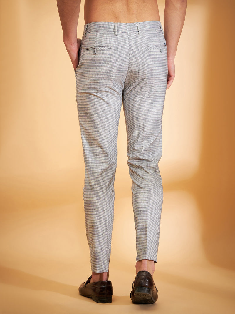 DENNISON Men Textured Tapered Fit Pleated Trouser