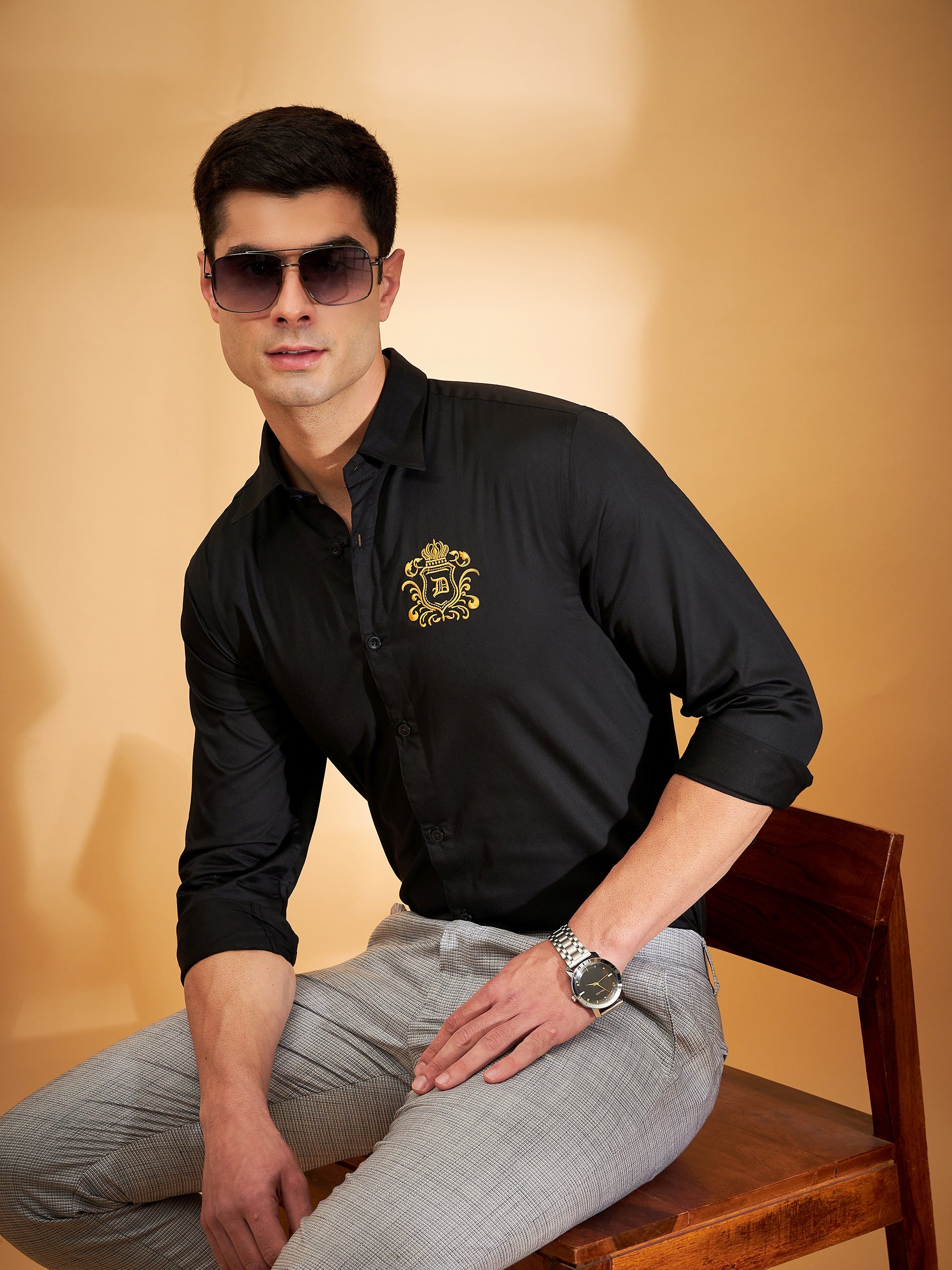 Black shirt party wear best sale