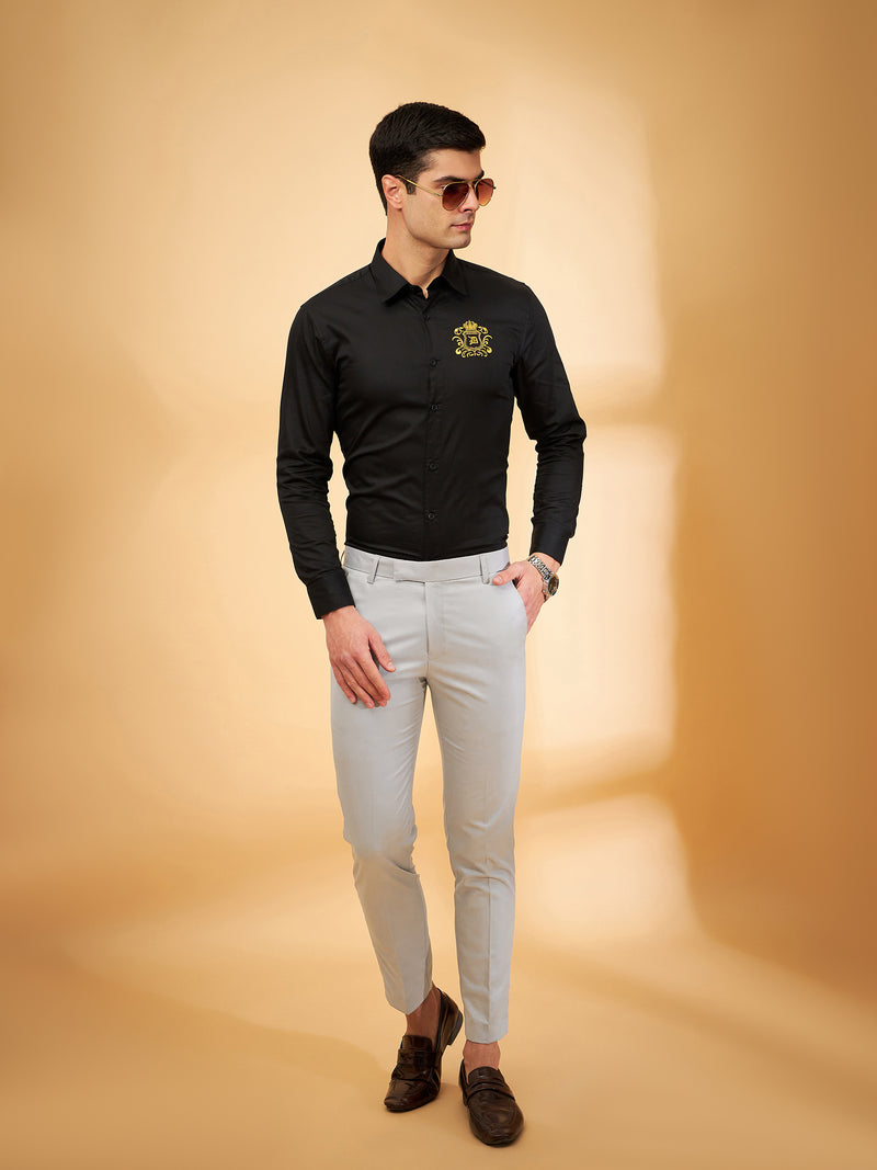 Men Grey Smart Tapered Fit Formal Trousers