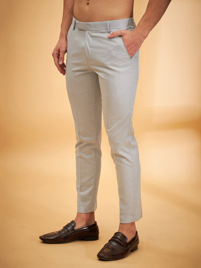 Men Grey Smart Tapered Fit Formal Trousers