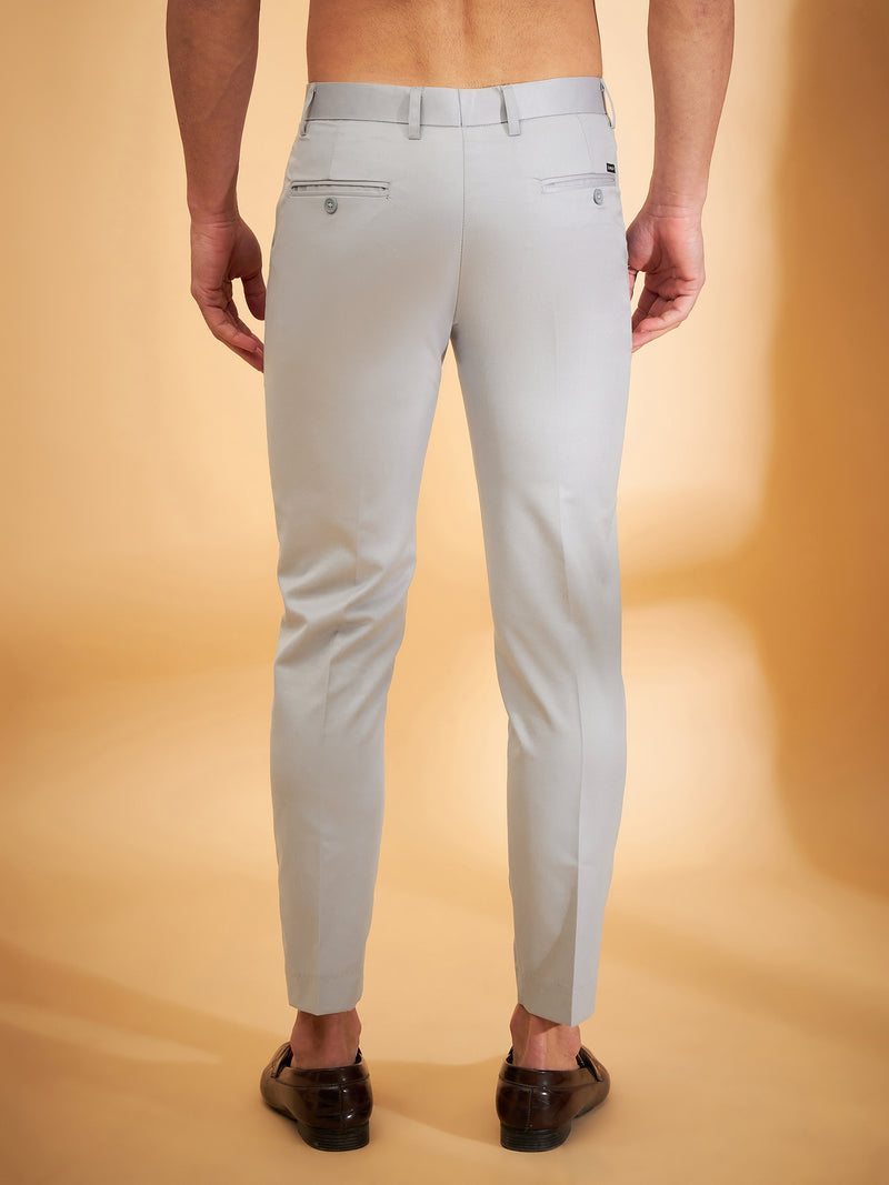 Men Grey Smart Tapered Fit Formal Trousers