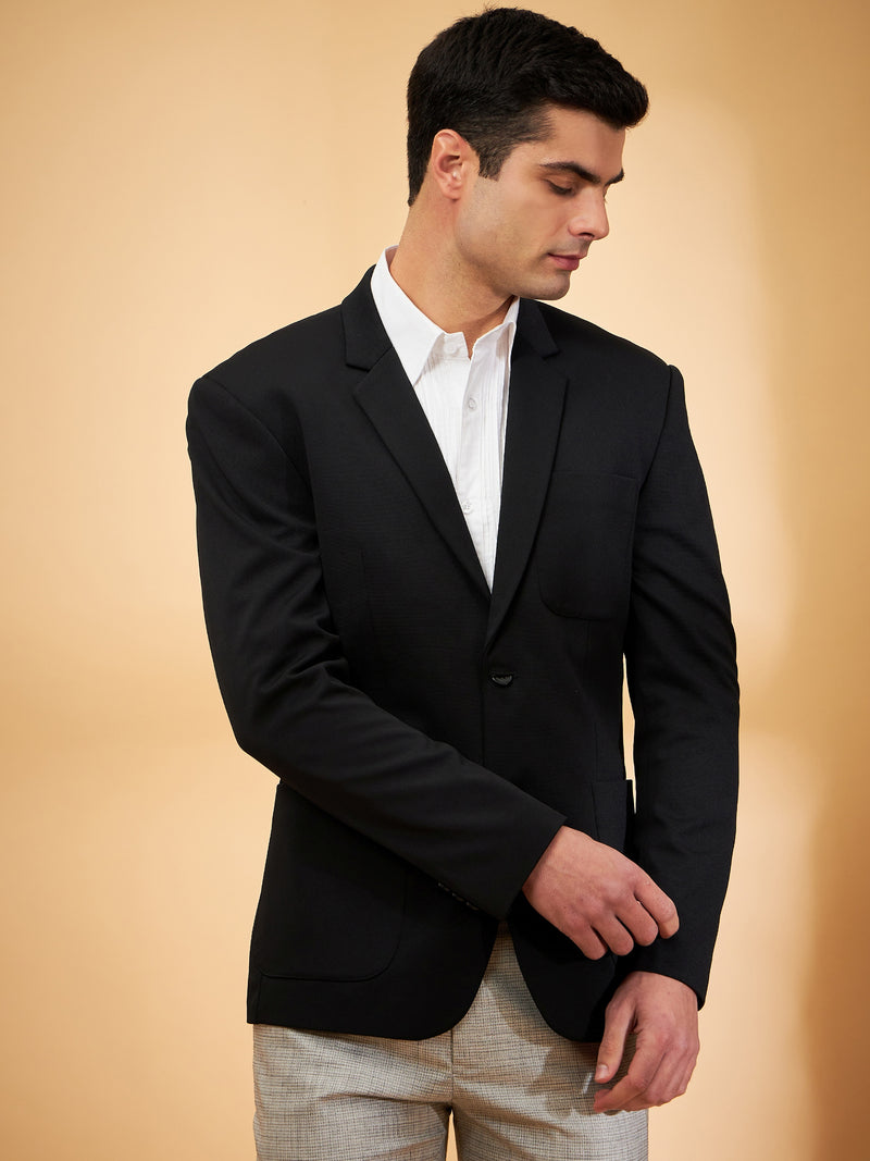 DENNISON Men Black Single Breasted Blazer