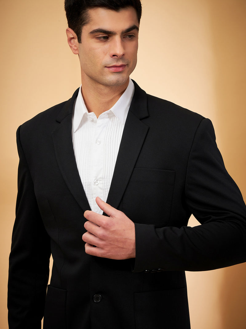 DENNISON Men Black Single Breasted Blazer