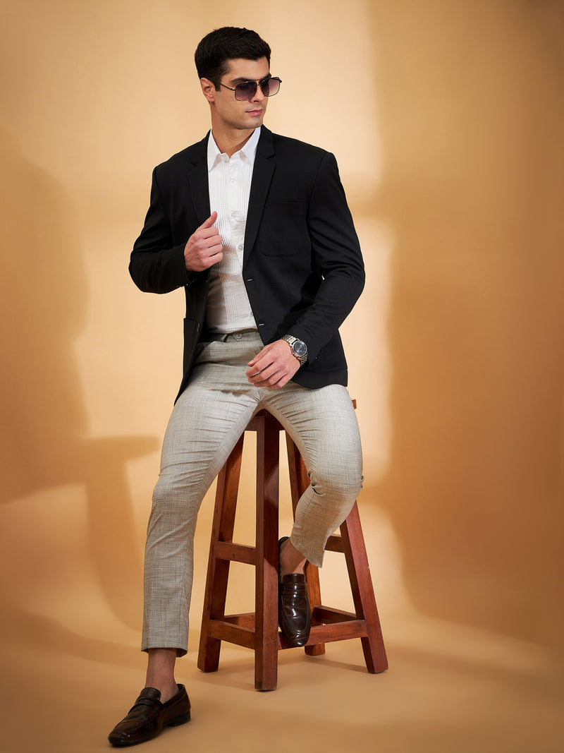 DENNISON Men Black Single Breasted Blazer