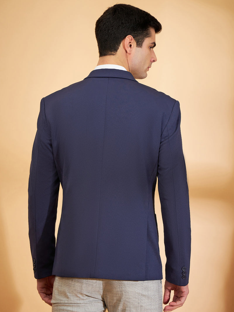 DENNISON Men Navy Blue Single Breasted Blazer