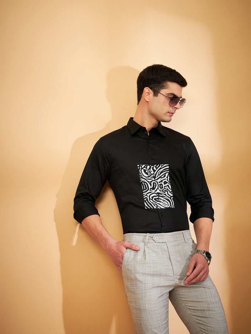 Black: Full Sleeves Partywear Shirt