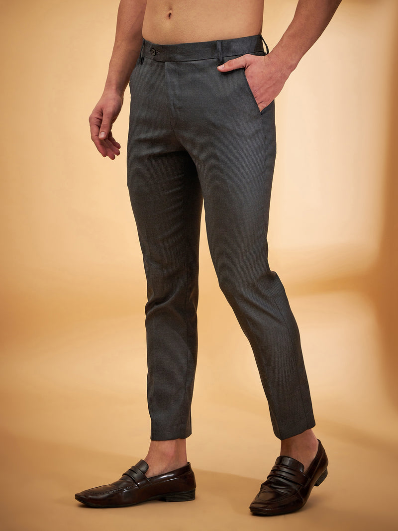 DENNISON Men Dark Blue Textured Trouser