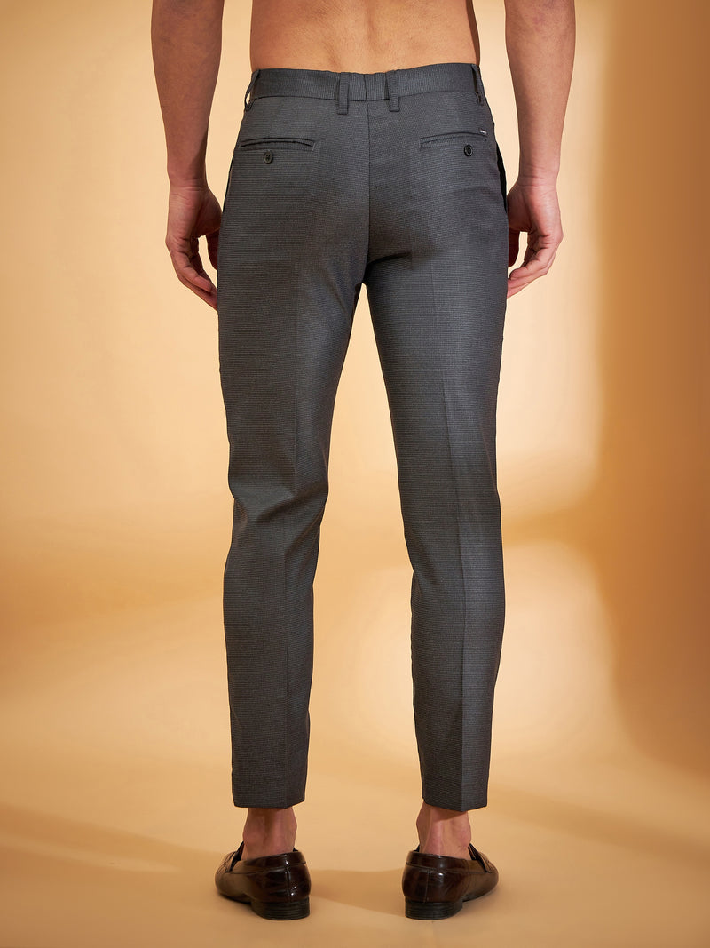 DENNISON Men Dark Blue Textured Trouser
