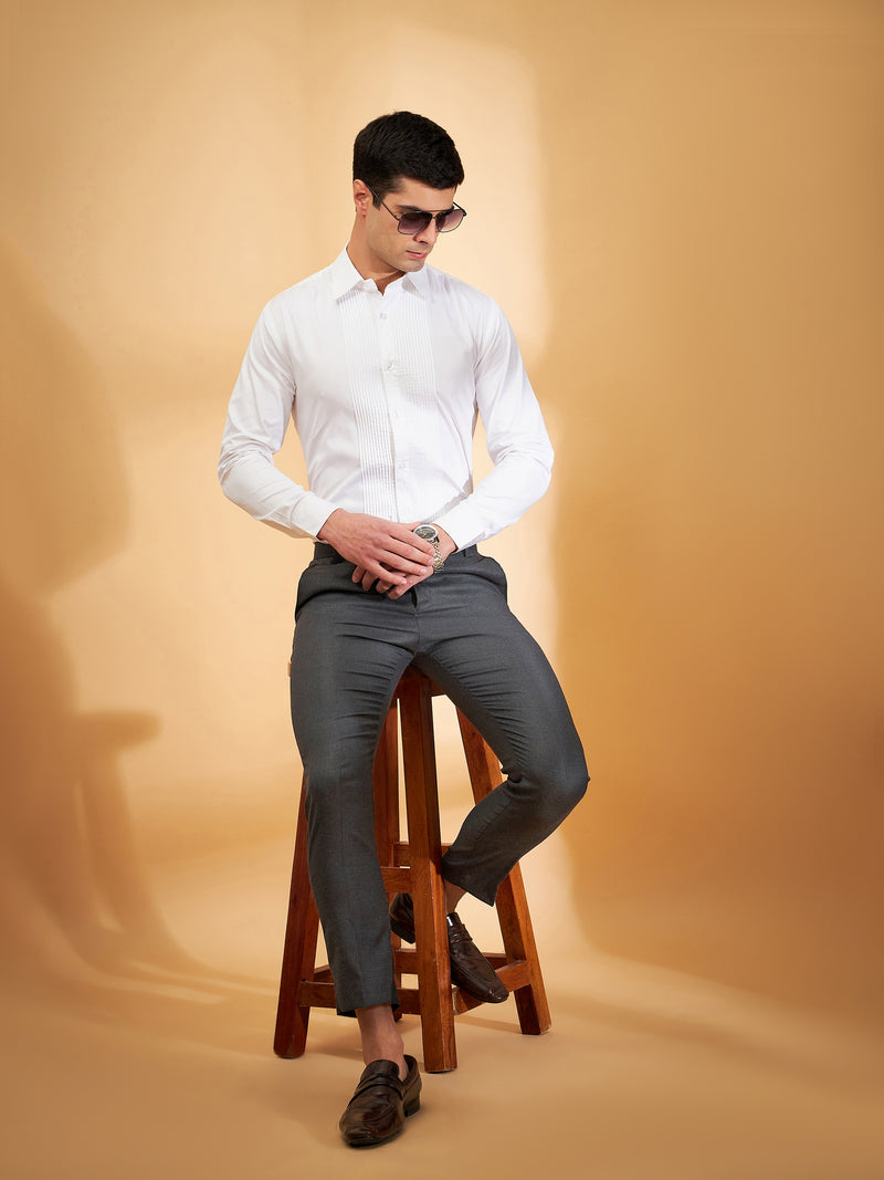 DENNISON Men Dark Blue Textured Trouser