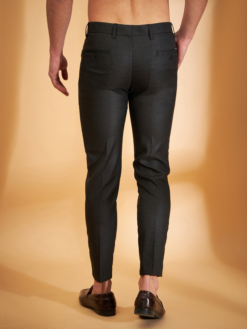 DENNISON Men Black Textured Trouser