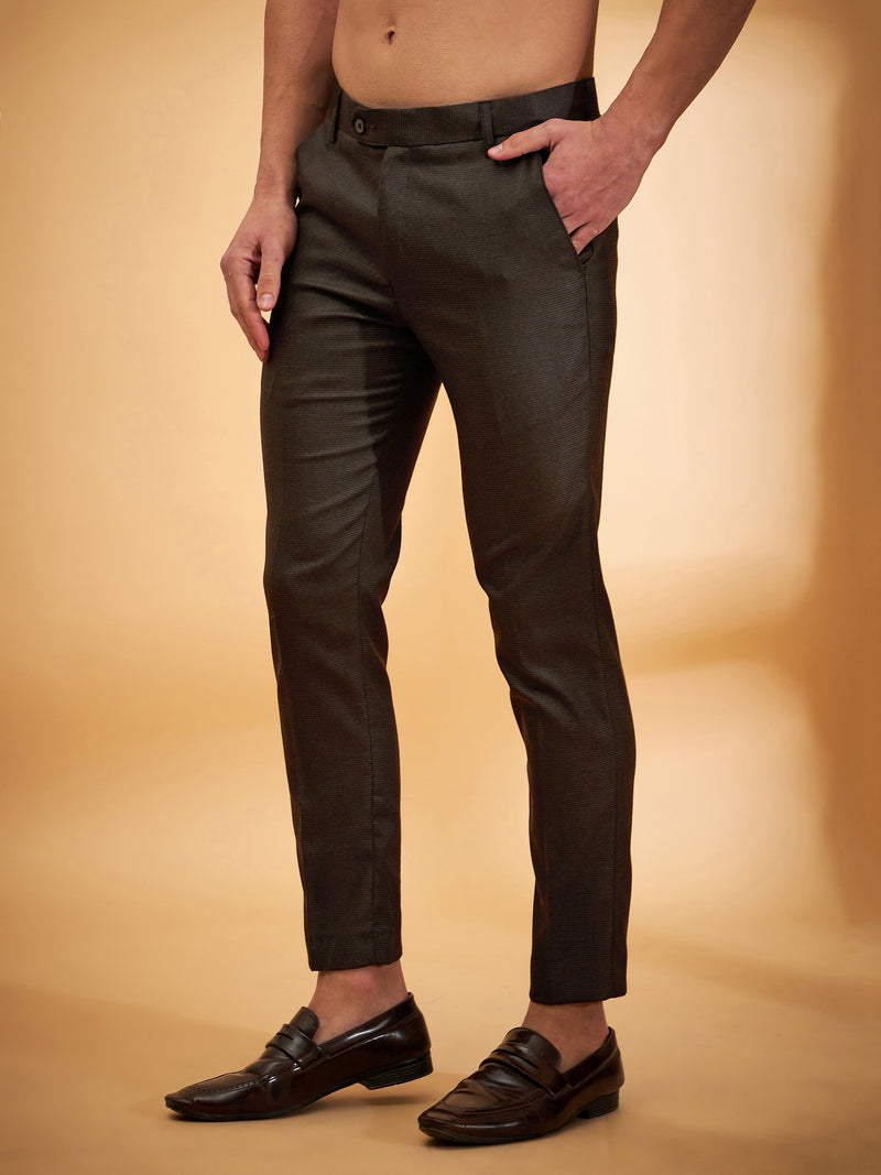 DENNISON Men Brown Textured Trouser