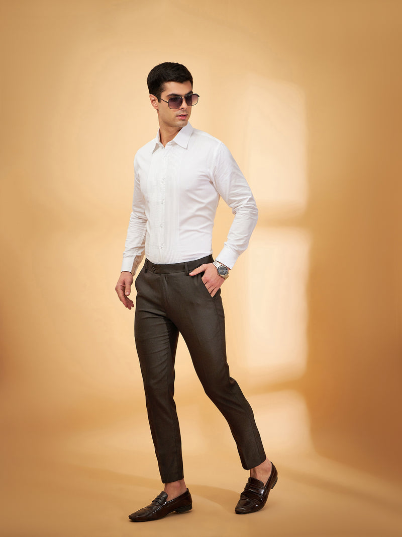 DENNISON Men Brown Textured Trouser