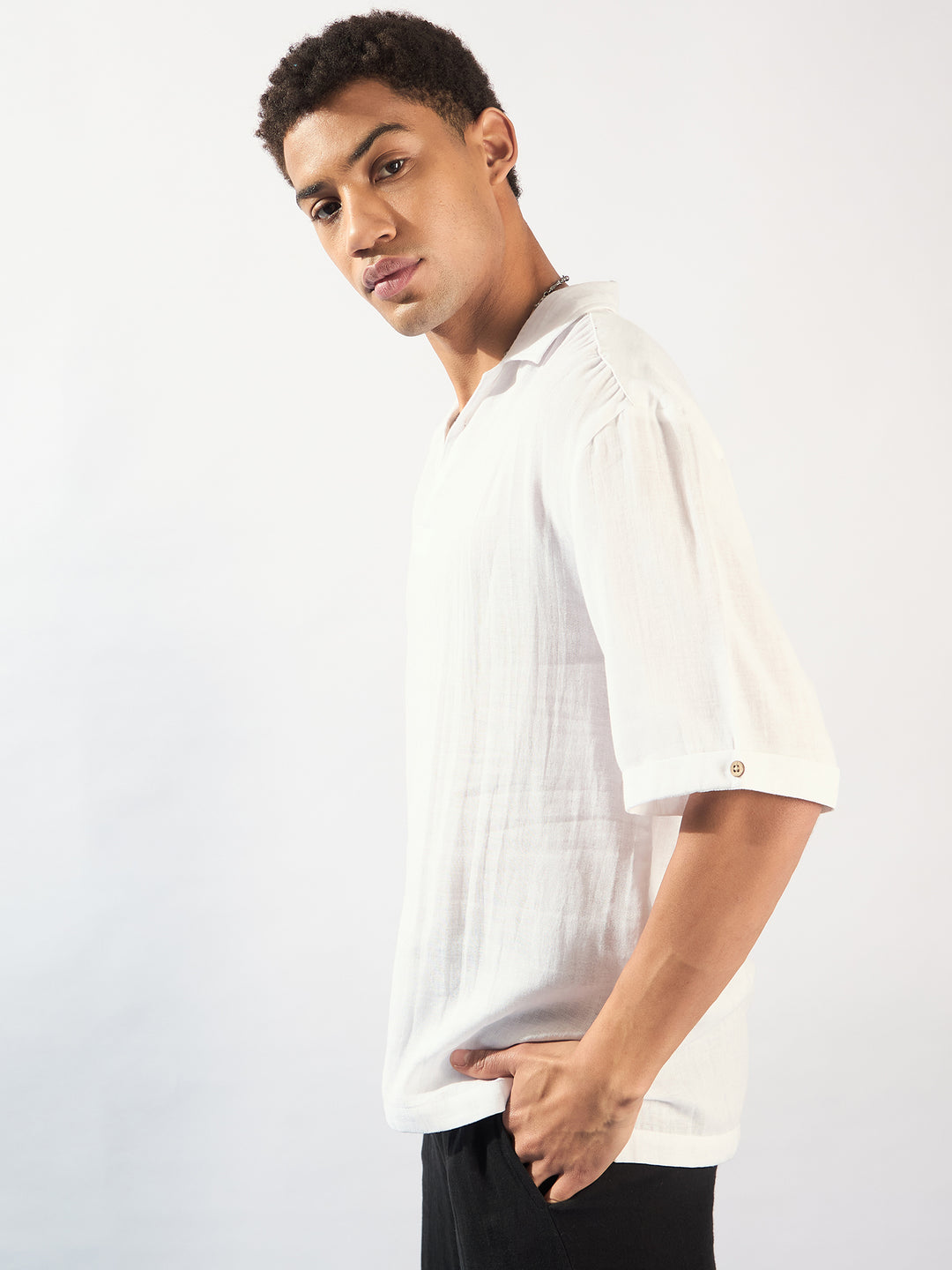 WHITE: Muslin Oversized Kurta Shirt