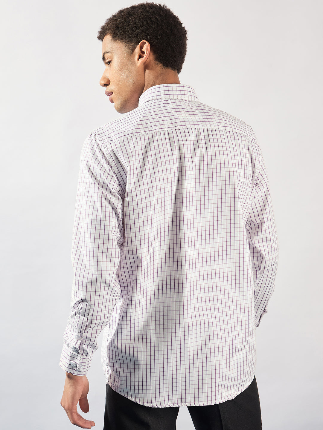 White and Purple: Micro checked Formal shirt