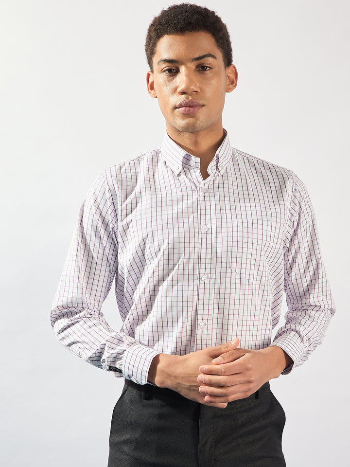 White and Purple: Micro checked Formal shirt