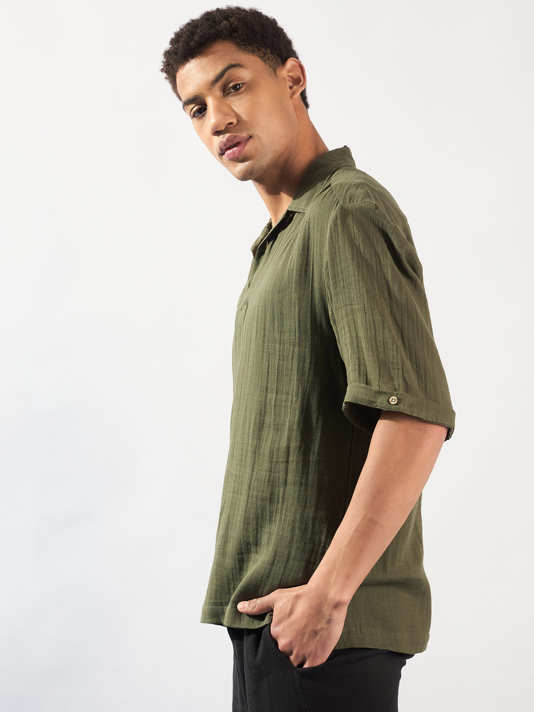 Green: Muslin Oversized Kurta Shirt