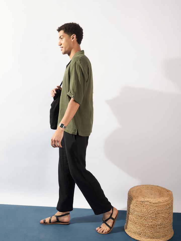 Green: Muslin Oversized Kurta Shirt