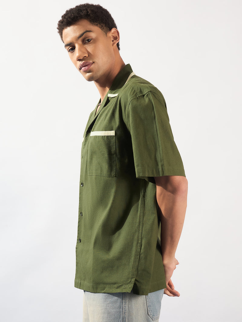 Olive & Cream: Double Pocket Oversized Cotton Shirt