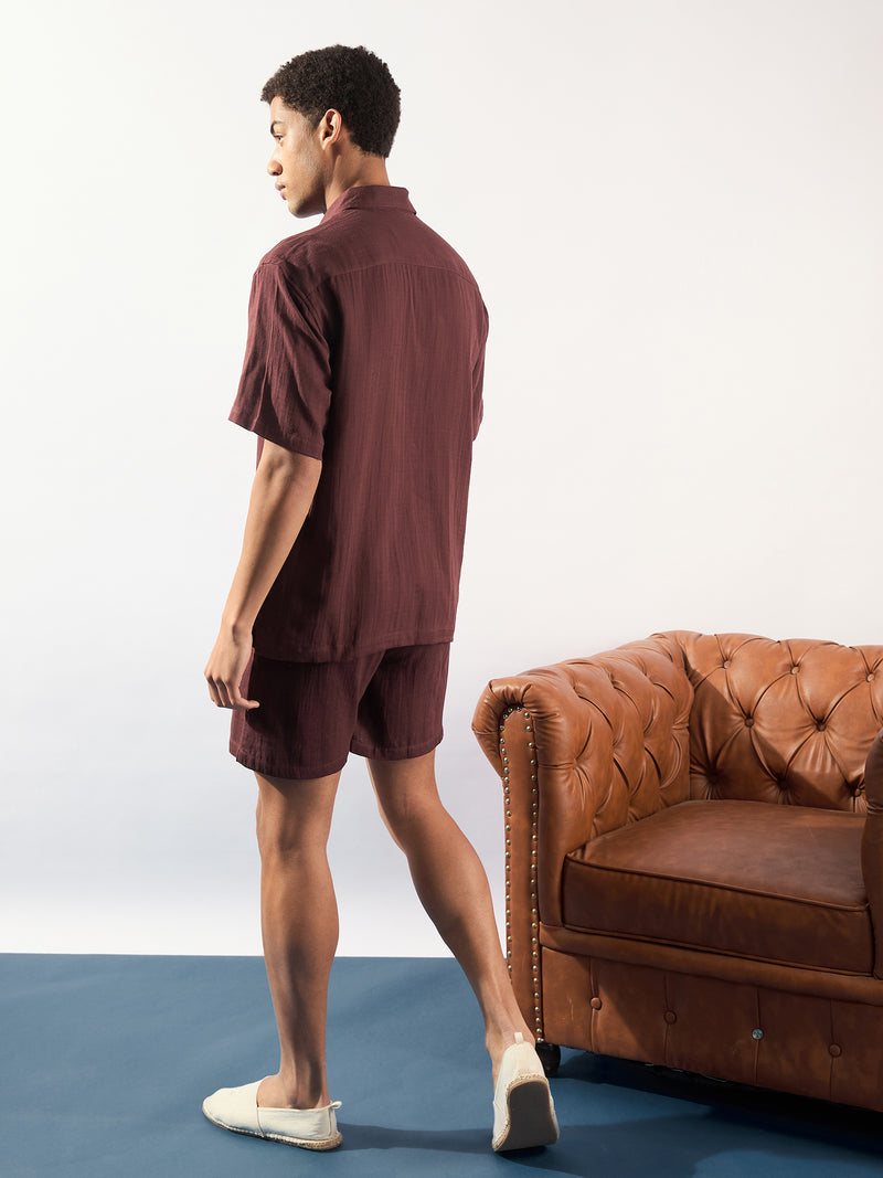 Maroon: Muslin Oversized Coord Set