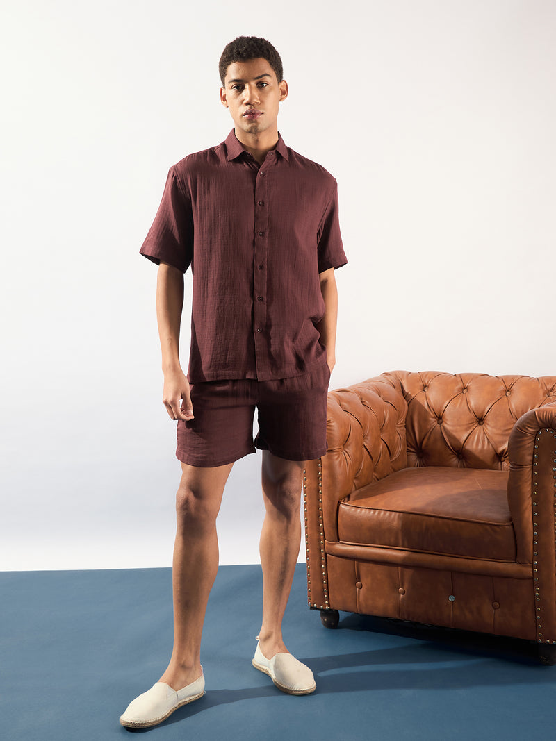 Maroon: Muslin Oversized Coord Set