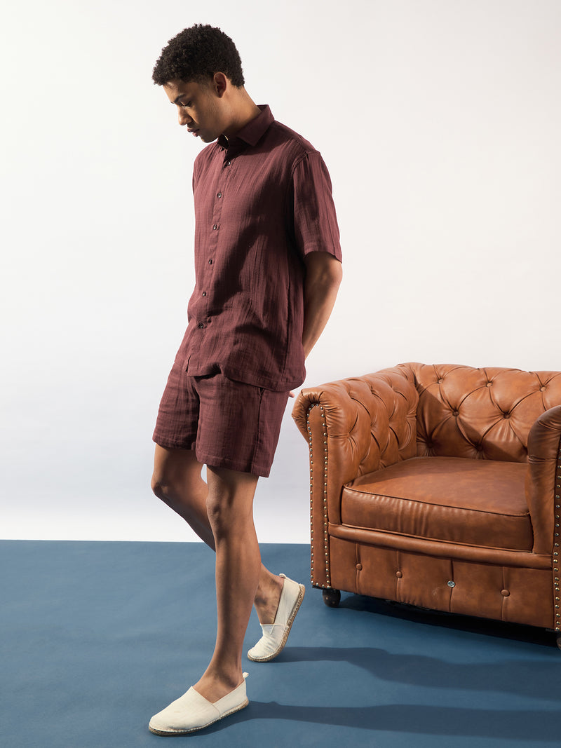 Maroon: Muslin Oversized Coord Set