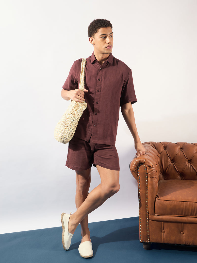 Maroon: Muslin Oversized Coord Set