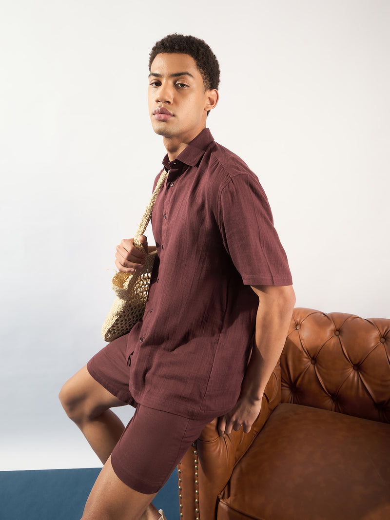 Maroon: Muslin Oversized Coord Set